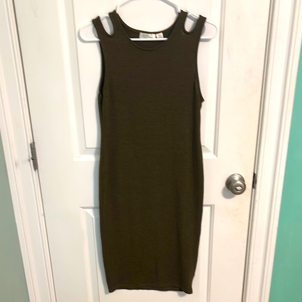 RD Style olive Halter Bodycon Midi Dress